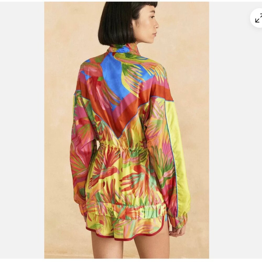NWT FARM Rio Mixed Painted Birds Windbreaker Jacket Small - Picture 4 of 17